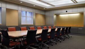 conference room with acoustical wall panels by Armstrong