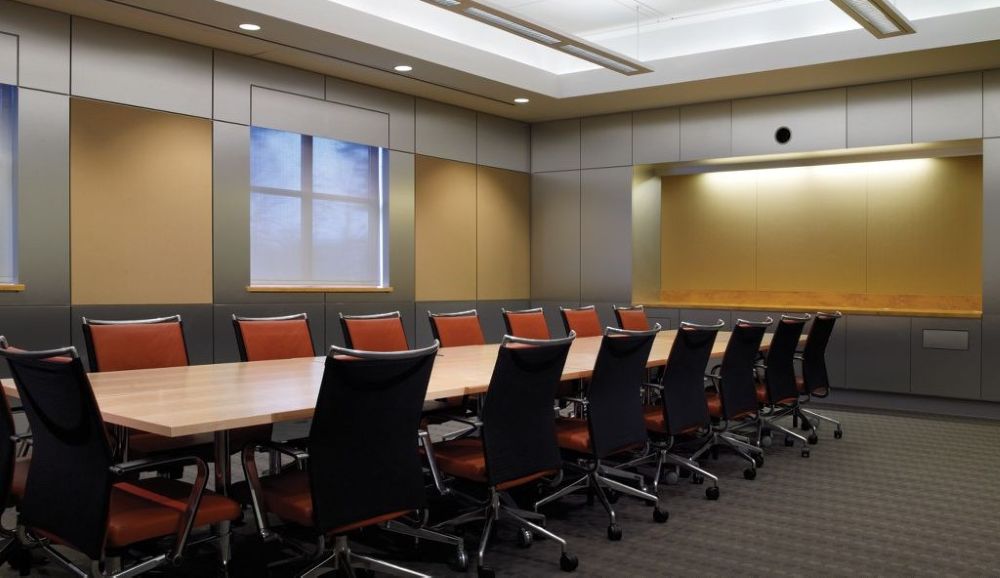 conference room with acoustical wall panels by Armstrong