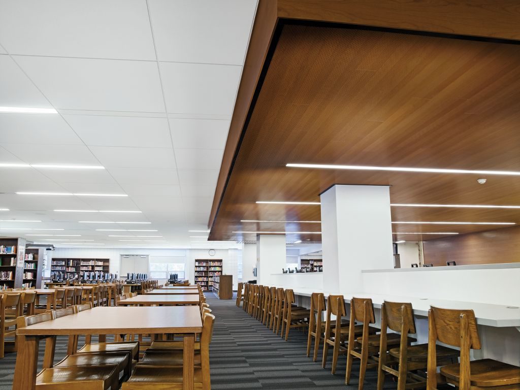 ceiling tiles and wood panels