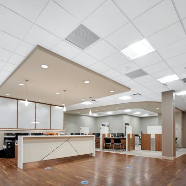 Healthcare facility with ceiling tile