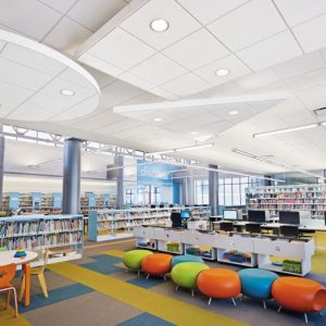 Photo of school setting with acoustic ceiling tile