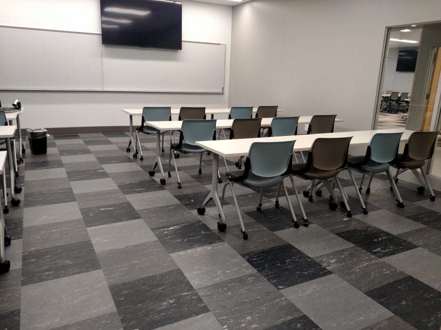 Rubber Tile installation in classroom