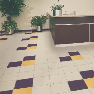 Commercial ceramic tile installation in lobby