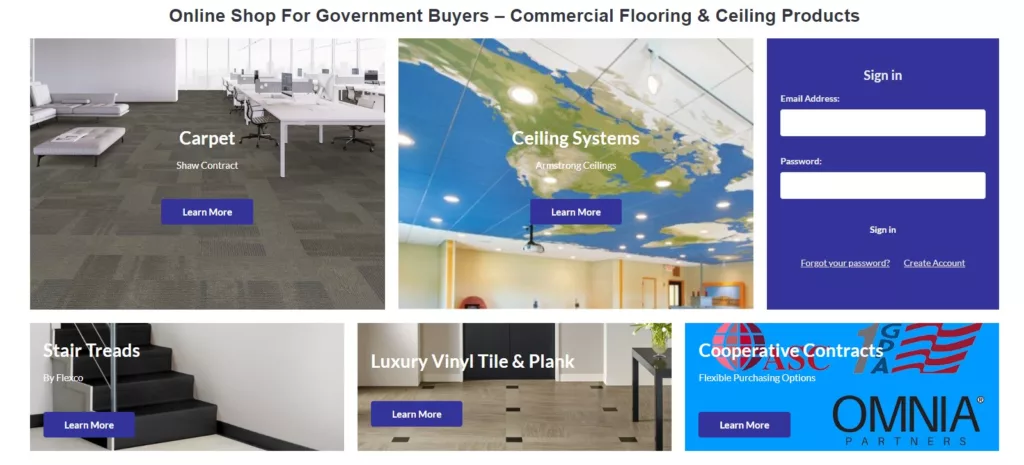 Purchasing government flooring and ceilings online