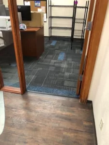 Commercial flooring installation LVT to carpet