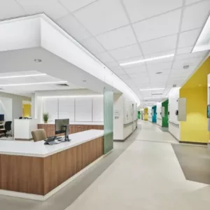 Armstrong Ceiling tile panels installed in healthcare hospital