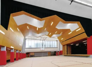 Armstrong Ceilings Woodworks ACGI Baffles help acoustics