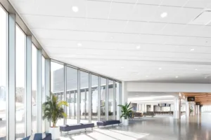 Armstrong Templok ceiling panel installation in airport