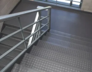 Rubber stairs in stairwell