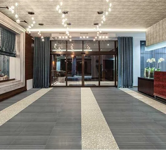 grey and beige tile floor